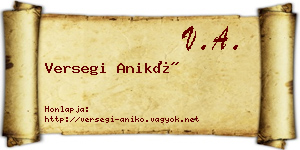 Versegi Anikó névjegykártya